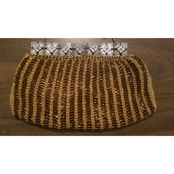 Clara Studio Inc. Beaded Evening Bag Handbag Vintage Chain Handle Jewels Beads - Picture 3 of 4
